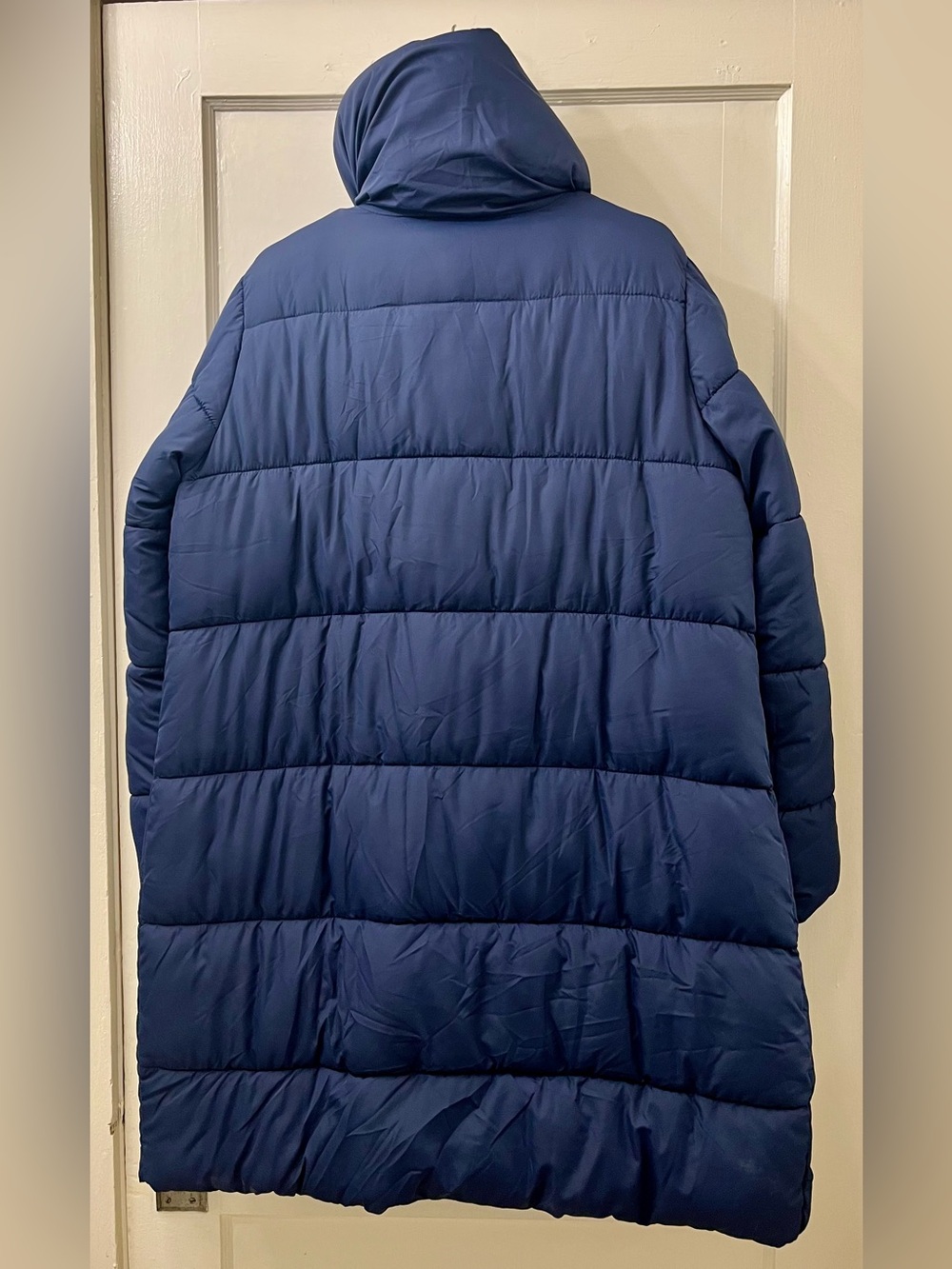 Roaman's Navy Long Puffer Coat with High Collar - Picture 2 of 13